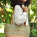 Vtg Pastel Southwest Print Woven Tote Bag