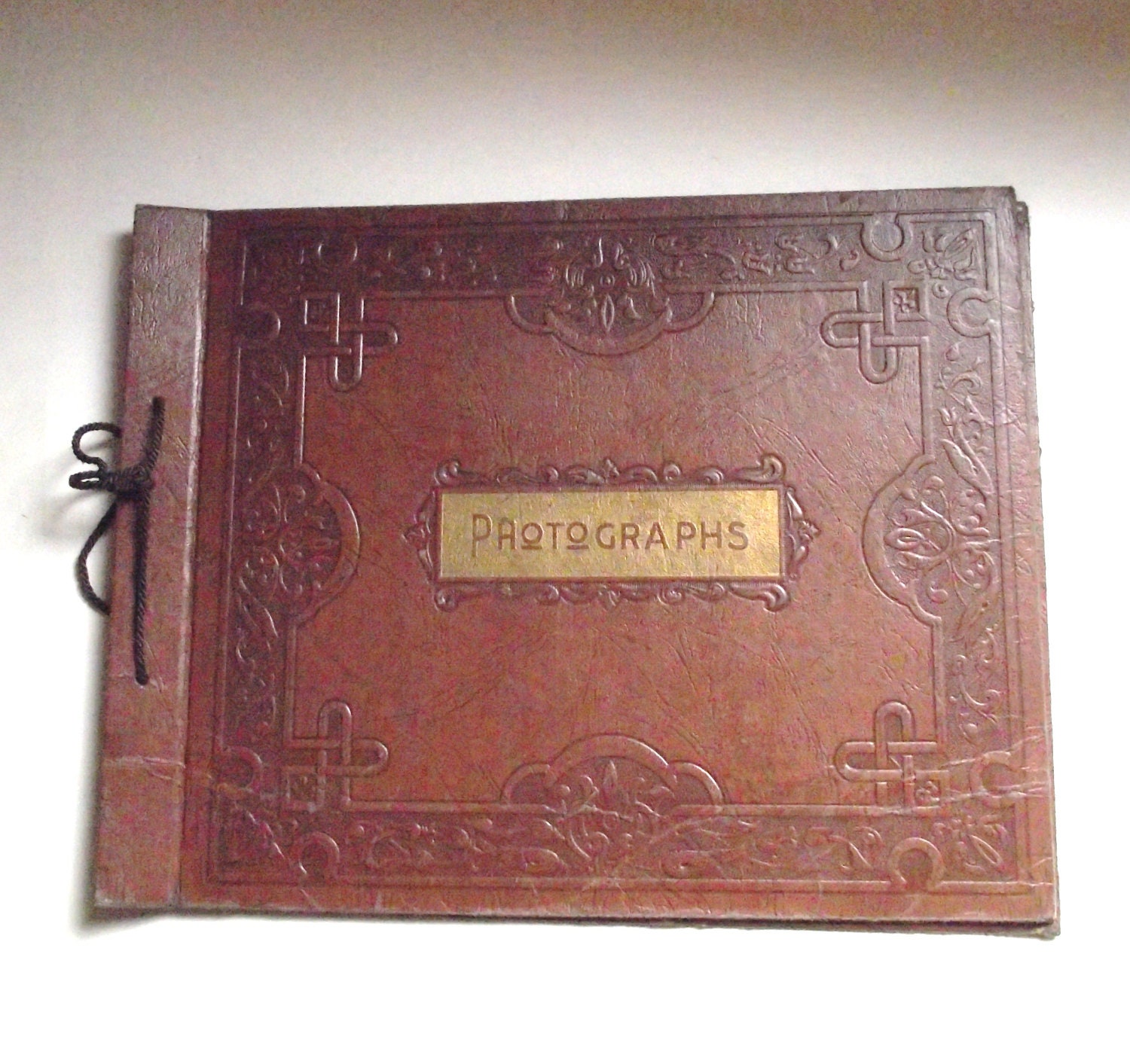 Vintage Tooled Brown Photo Album or Scrapbook Cover