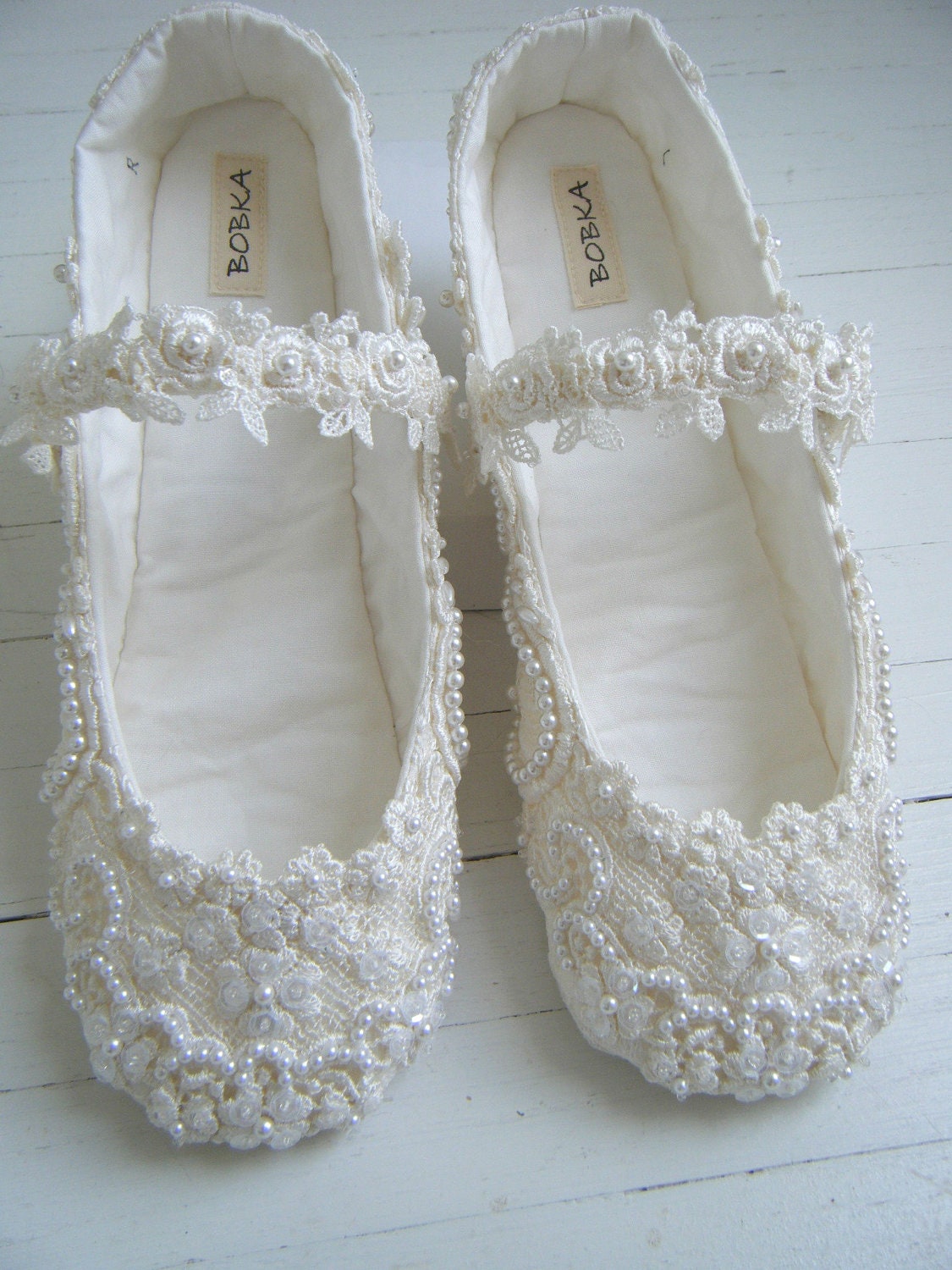 Ivory Lace Mary Jane Bridal Shoes Custom Made Wedding by BobkaBaby