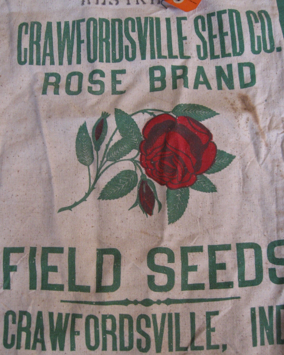 vintage red rose seed feed sack bag sack advertising red green vintage red rose seed feed sack bag sack advertising red green