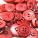 CANDY APPLE RED MiX - 2 ounces of Crafting and Sewing Buttons, Various sizes - approx. 100-200 pieces