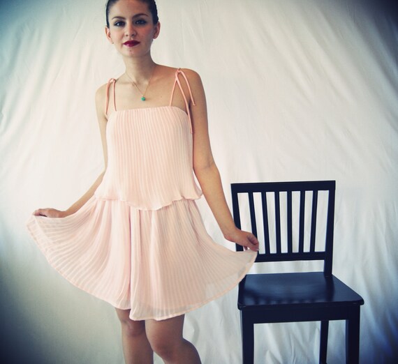 Items similar to Pink Pleated Double Layered Dress on Etsy