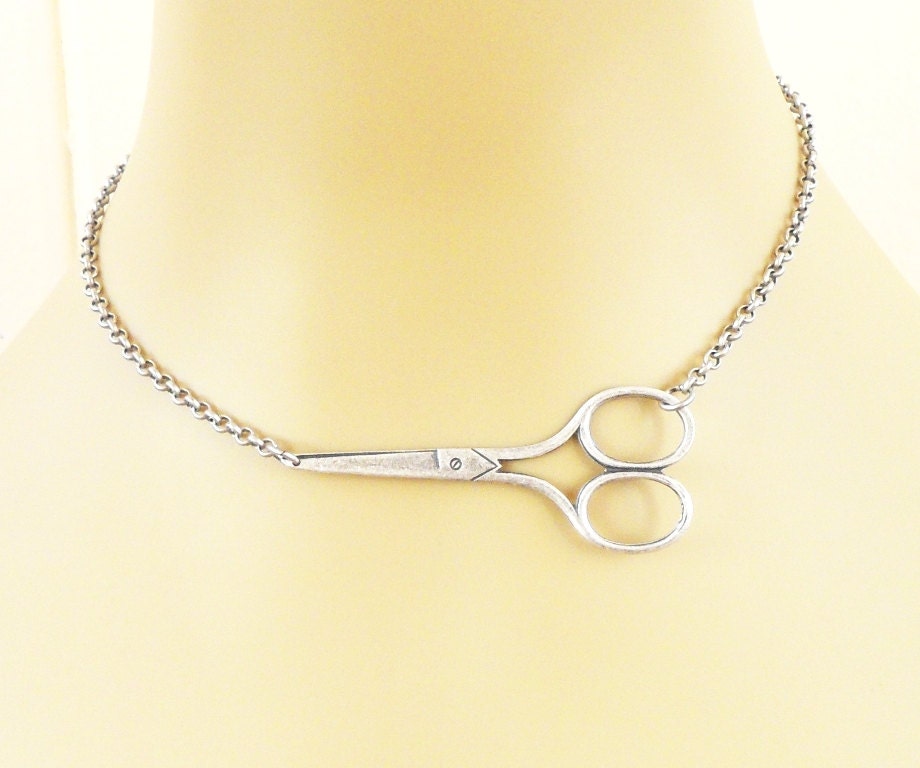 Steampunk Shears Necklace Sideways Scissor Necklace by BellaMantra