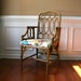 RESERVED for ELLEN. Rattan Cane Chair. Chinoiserie. Floral. Vintage Accent Desk Arm Dining Chair. Hollywood Regency. Home Decor. Bohemian.