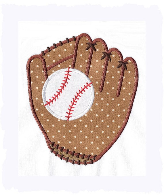 Items similar to Baseball Glove with the ball Machine Applique