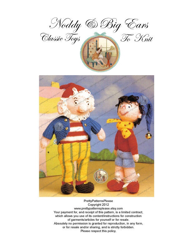 Noddy And Big Ears Classic Soft Toys To Knit Vintage Digital 6252