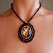 Syren - Elegance Noir Beaded Necklace, Red and Black Necklace, 14k Gold Filled Clasp, Pendant Necklace, Bead Embroidered