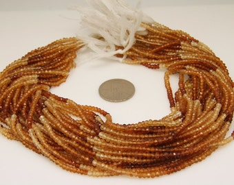 1strand - natural hesonite garnet faceted rondel sized 3mm