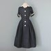 Vintage 1960's Day Dress...Darling Lightweight DAVID CRYSTAL Fashions Navy Day Dress with White Collar and Cuffs Medium