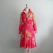 Vintage 1970s Pink Dress / pleated dress / circle skirt / romantic floral dress / day dress / med lg RESERVED