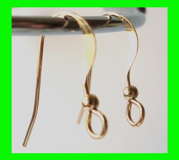 14k Gold Filled french hook Earring Ear Wire with 2mm bead