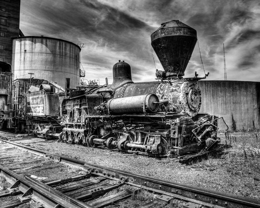 Rust and Bolts Steam Engine 8x10 Fine Art Black and White