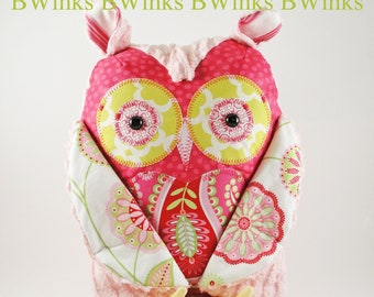 pink stuffed owl