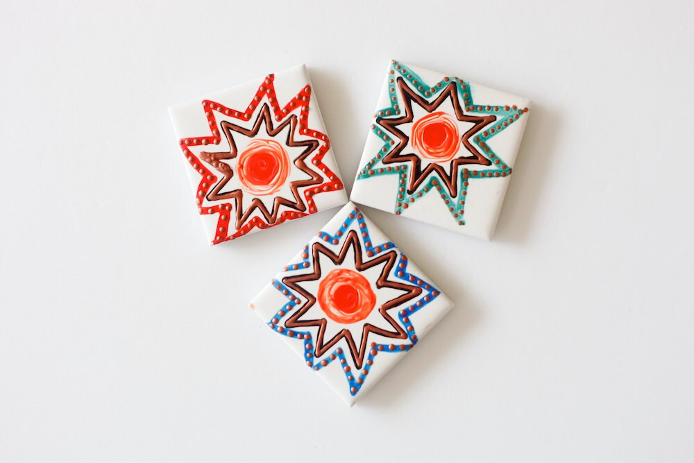 Hand Painted Ceramic Tile Burst . N1586 by funkytiles