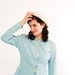Vintage 1950s Jacket - 50s Summer Jacket - Pastel Blue Linen