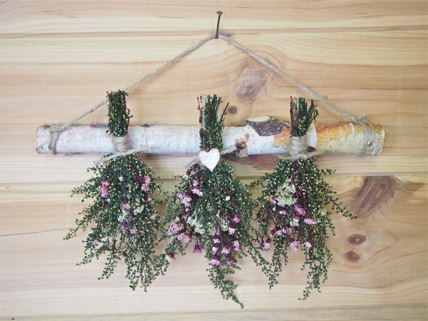 Primitive Dried Flower Swag Rack Rustic Wall Decor 