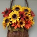 Fall Wreath - Wreath for Door - Sunflower Wreath - Sunflower Door Basket - Basket for Door
