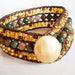 SALE Jasper Leather Cuff Bracelet Wrap with Czech Glass