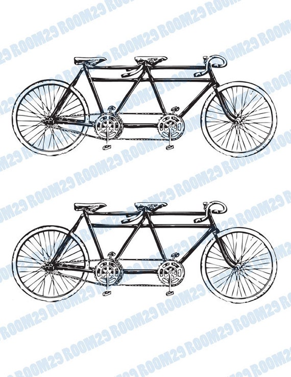 INSTANT DOWNLOAD Vintage Tandem Bicycle Download and Print