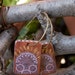 artisan EARRINGS, hand painted rectangle squares, folk design, reversible, on antique brass hoops by Zasra