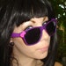 Little Lady- Bright Purple Glitter Covered Wayfarer Sunglasses With Cute Bright Pink Bow