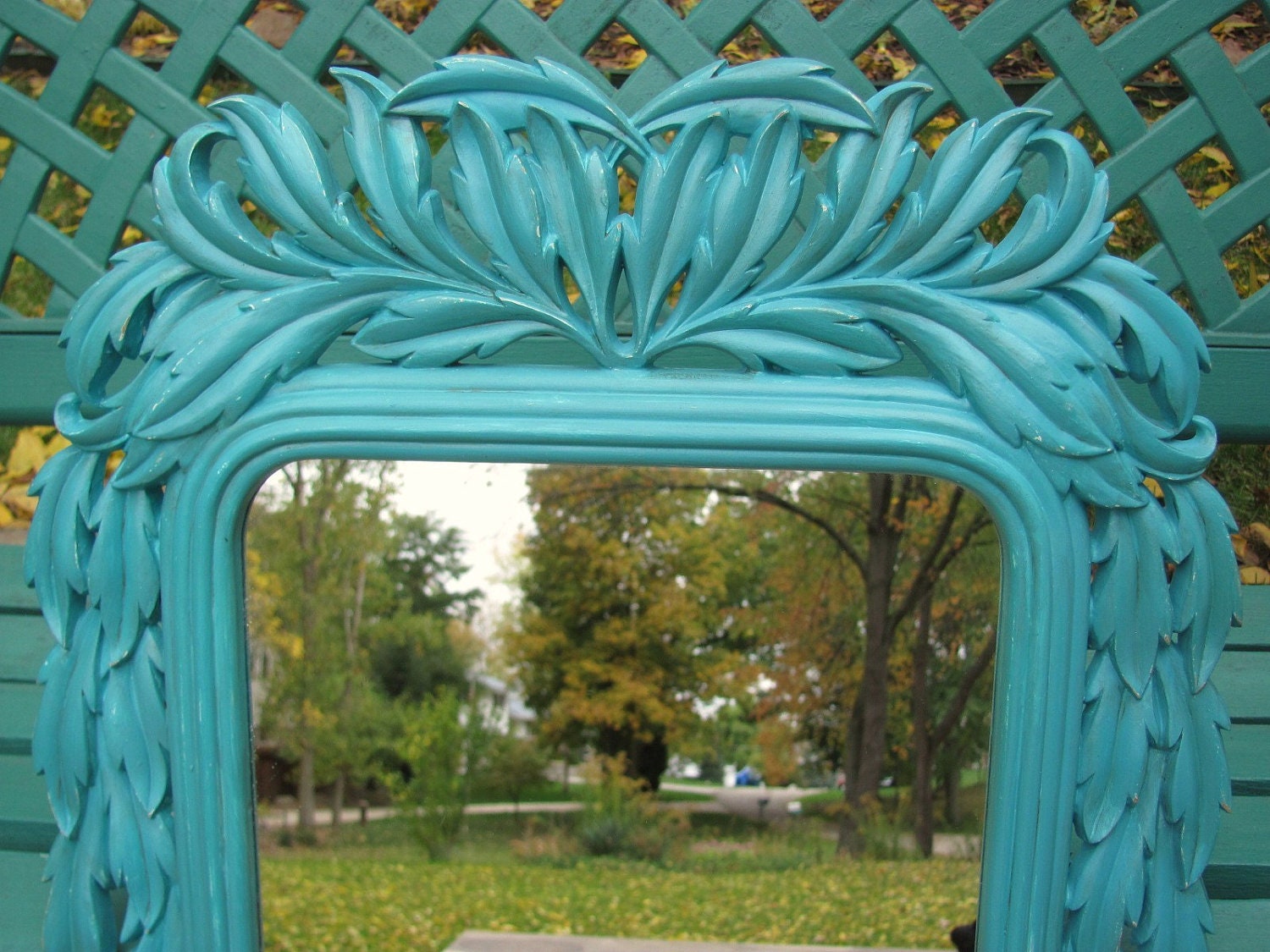VINTAGE TURQUOISE MIRROR Large Burwood Wall Mirror