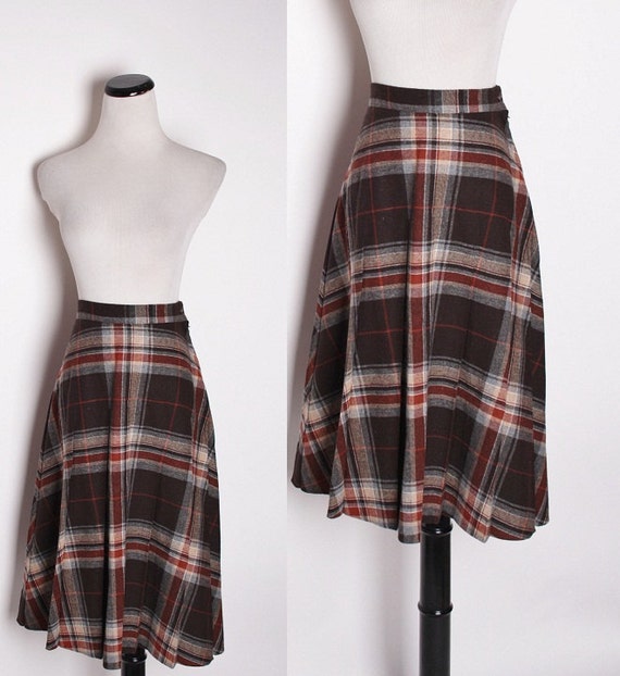 Vintage 1970s Plaid Tartan Pleated Skirt / Vintage Skirt