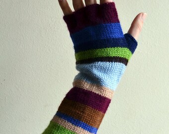 Knit fingerless gloves Colorful Fingerless Gloves by lyralyra