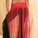 ATS Tribal Belly Dance Fringe skirt, panel skirt , hip apron in Black and Red stripes MED-LARGE