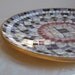 Vintage Mosaic Plate Mid Century Wall Hanging Japan, Speckled Tiles Hearts Purple Lavender Black White Rose Pink Gold