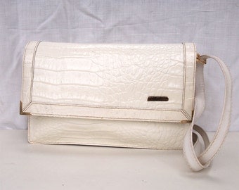 Whitney, French Vintage, 1970s White Leather Envelope Handbag, from Paris