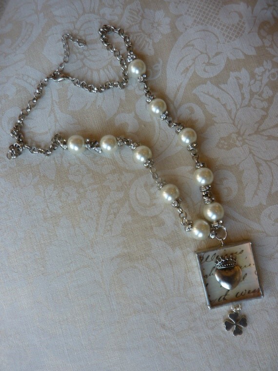 Pearl and Soldered Charm Necklace Charmed Vintage SHADOWBOX