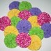 Fabric YoYo Appliques, Embellishments, Bright Multi Colors, 2 Inch Size