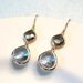 Blue light cornflower and gray glass gold dangle earrings. Bridal earrings. Bridesmaids earrings. Wedding jewelry.