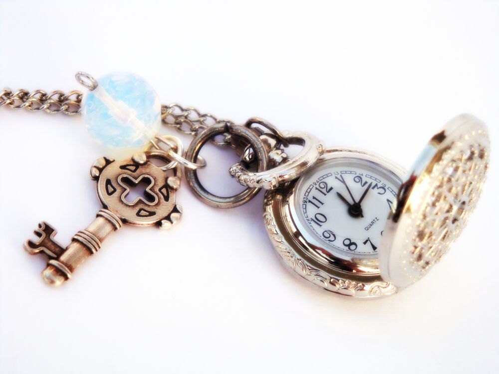 Silver Victorian Pocket Watch Locket with by ChestOfReverie