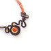 Crochet Statement Necklace Free Form Trendy Orange Brown
