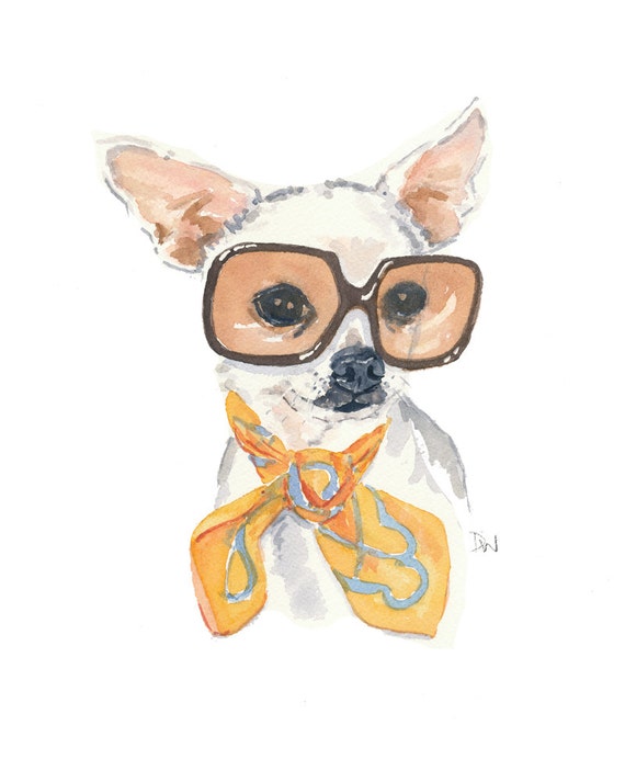 Items similar to Watercolor PRINT Chihuahua Watercolor Painting 