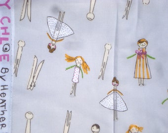 Crafty Chloe Heather Ross Clothespin People Gray FQ or more