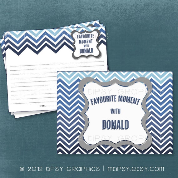 Gradient Chevron Advice & Well Wishes. Funny Stories. Favorite Memory. Printable Cards by Tipsy Graphics Il_570xn