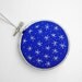 Cobalt Blue and Glittery Silver Christmas Ornament, Embroidered Handmade Ornament for the Holidays or the Home - 3" Hoop