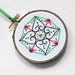 Christmas Red and Green Abstract Design Embroidery Hoop Ornament or Holiday Decoration For The Home, 3" Hoop