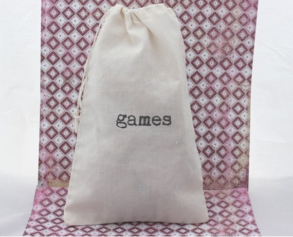 NEW - Set of 3 Games Bags - labeled games - Cotton Drawstring Storage Sacks / Bags - Reusable and Perfect for storage Il_570xn