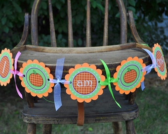Pumpkin 1st Birthday Highchair Banner - I am One - Halloween Birthday Party Decorations, Little Pumpkin