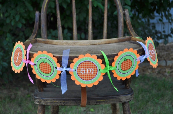 Pumpkin 1st Birthday Highchair Banner - I am One - Halloween Birthday Party Decorations, Little Pumpkin Il_570xn