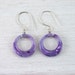 purple leaf hoop earrings on sterling silver