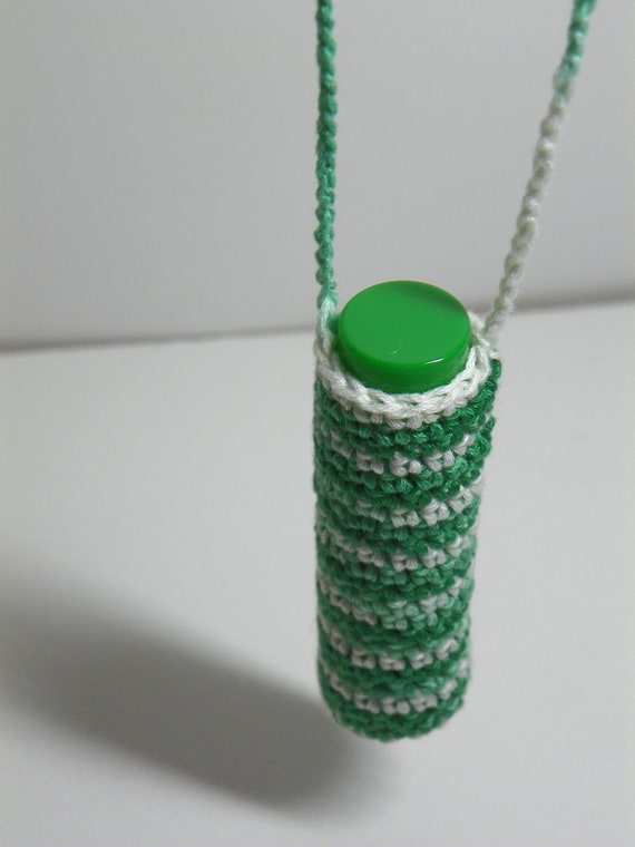 Green and White Lip Balm Necklace by karenmakesstuff on Etsy