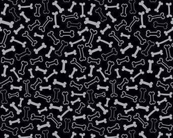 Puppy Park Bones Black by Bella Blvd. for Riley Blake, 1/2 yard