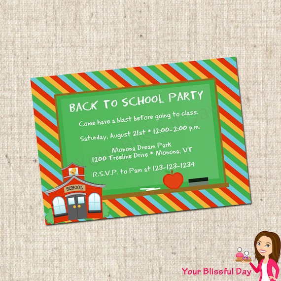 PRINTABLE Back to School Party Invitation 701 by yourblissfulday