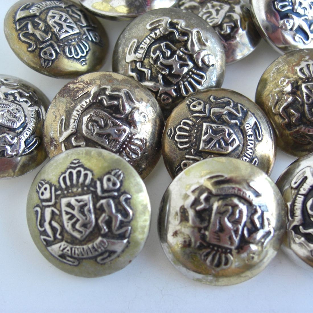 14 Vintage Coat of Arms Buttons crest lion crown