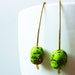 Green Turquoise Earrings. Turquoise Earrings. Drop Earrings. Bright Green Turquoise and Raw Brass Earrings.